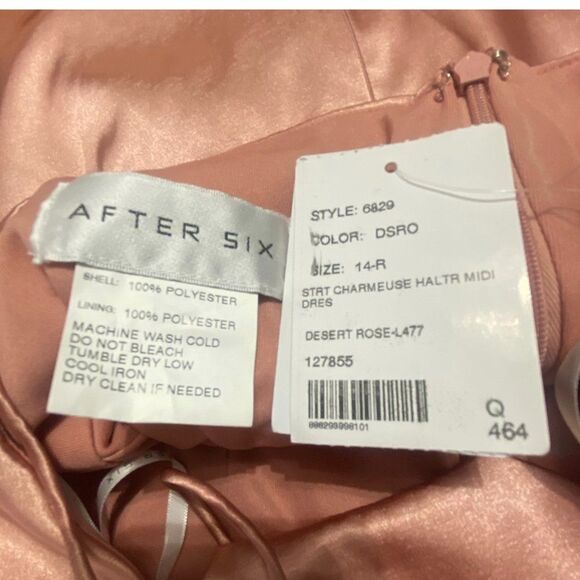 Norstrom After Six 6829 Midi Halter Dress Draped Prom Size 14 Dessert Rose - Picture 8 of 12